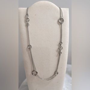 Lia Sophia vintage 32” non tarnish silver “Inner Circle” triple chain necklace
